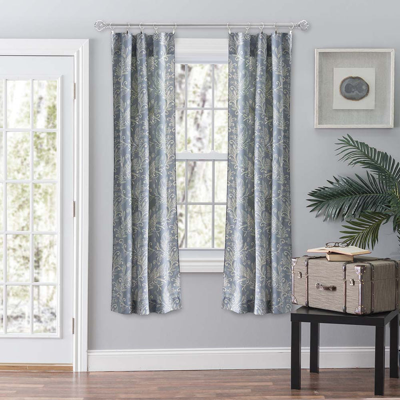 Ellis Curtain Lexington Leaf Pattern on Colored Ground Curtain Pair with Ties