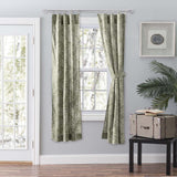 Ellis Curtain Lexington Leaf Pattern on Colored Ground Curtain Pair with Ties Sage