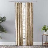 Ellis Curtain Lexington Leaf Pattern on Colored Ground Curtain Pair with Ties Tan