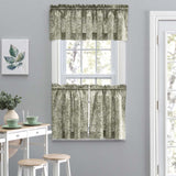 Ellis Curtain Lexington Leaf Pattern on Colored Ground Curtain Tiers Sage