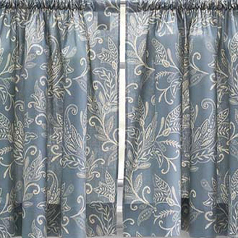 Ellis Curtain Lexington Leaf Pattern on Colored Ground Tailored Valance 58"x15" Blue