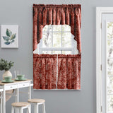 Ellis Curtain Lexington Leaf Pattern on Colored Ground Tailored Swags 56"x36" Brick