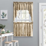Ellis Curtain Lexington Leaf Pattern on Colored Ground Tailored Swags 56"x36" Tan