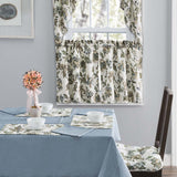 Ellis Curtain Madison Floral Design Printed Natural Ground 1.5" Rod Pocket Tailored Swag 56" x 36" Blue