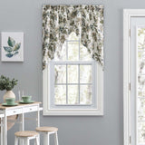 Ellis Curtain Madison Floral Design Printed Natural Ground 1.5" Rod Pocket Tailored Swag 56" x 36" Blue