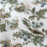 Ellis Curtain Madison Floral Design Printed Natural Ground 3" Rod Pocket Tailored Panel Pair Blue