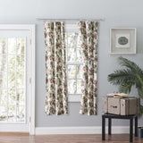 Ellis Curtain Madison Floral Printed Natural Ground Tailored 3" Rod Pocket Panel Pair with Tiebacks Brick