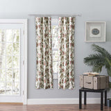 Ellis Curtain Madison Floral Printed Natural Ground Tailored 3" Rod Pocket Panel Pair with Tiebacks Brick