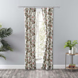 Ellis Curtain Madison Floral Printed Natural Ground Tailored 3" Rod Pocket Panel Pair with Tiebacks Brick