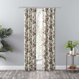 Ellis Curtain Madison Floral Printed Natural Ground Tailored 3" Rod Pocket Panel Pair with Tiebacks Brick