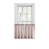 Ellis Curtain Plaza Classic Ticking Stripe Printed on Natural Ground 1.5" Rod Pocket Tailored Tiers Brick