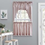 Ellis Curtain Plaza Classic Ticking Stripe Printed on Natural Ground 1.5" Rod Pocket Tailored Tiers Brick