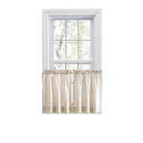 Ellis Curtain Plaza Classic Ticking Stripe Printed 1.5" Rod Pocket Tailored Tiers Tan