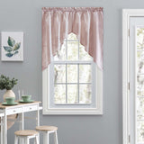 Ellis Curtain Plaza Classic Ticking Stripe Printed on Natural Ground 1.5" Rod Pocket Tailored Swag 56" x 36" Brick