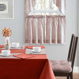 Ellis Curtain Plaza Classic Ticking Stripe Printed on Natural Ground 1.5" Rod Pocket Tailored Swag 56" x 36" Brick