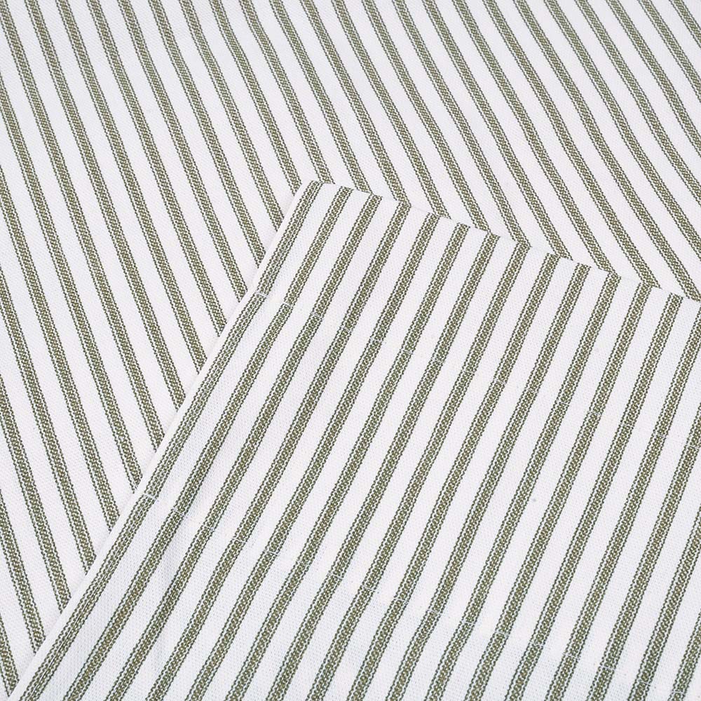 Ellis Curtain Plaza Classic Ticking Stripe Printed on 1.5" Rod Pocket Natural Ground Tailored Swag 56" x 36" Sage