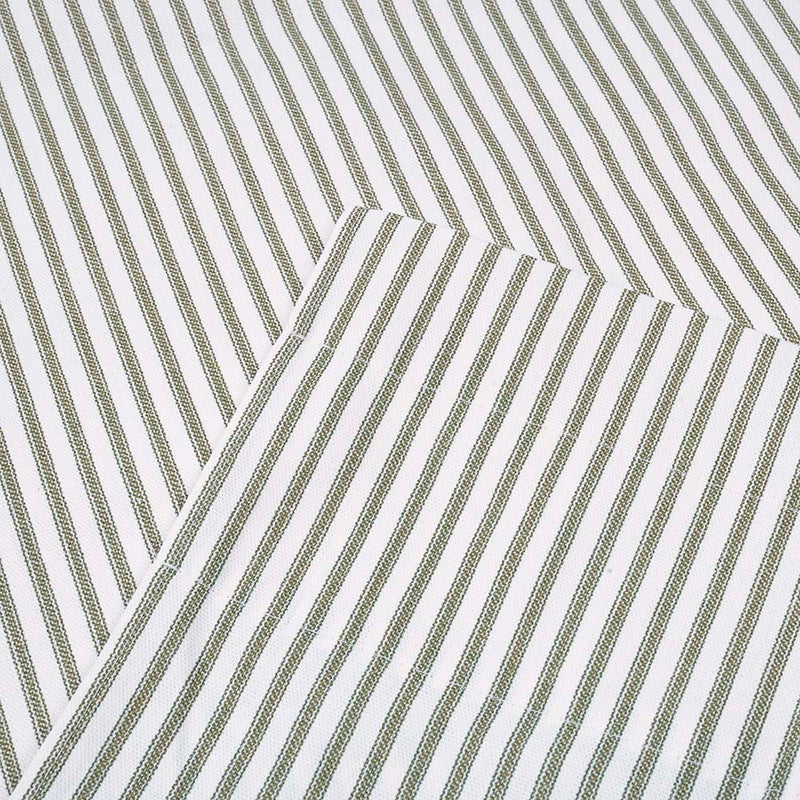 Ellis Curtain Plaza Classic Ticking Stripe Printed on 1.5" Rod Pocket Natural Ground Tailored Swag 56" x 36" Sage