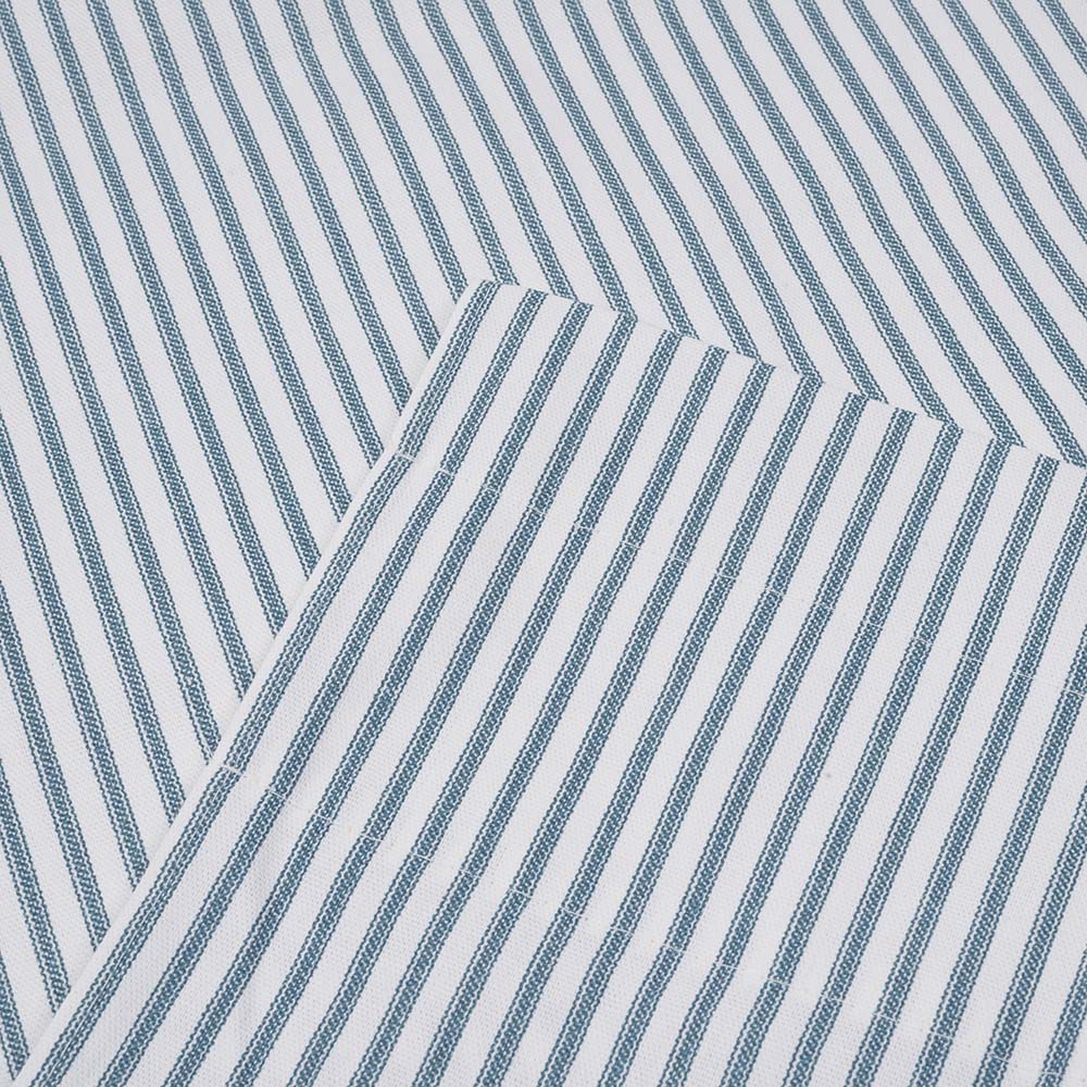 Ellis Curtain Plaza Classic Ticking Stripe Printed on Natural Ground 3" Rod Pocket Tailored Panel Pair Blue