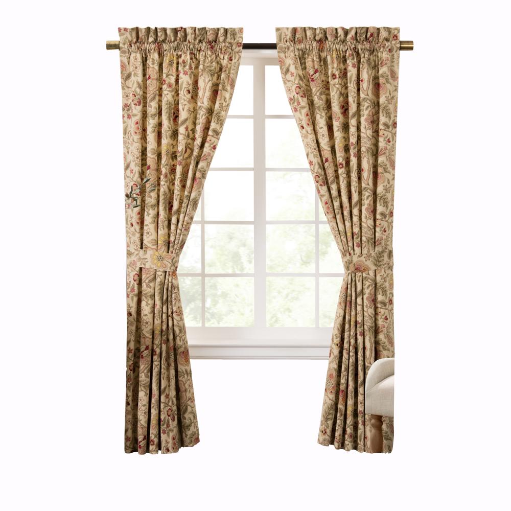 Ellis Curtain Regency 3" Rod Pocket Curtain Panel Pair with Tiebacks Antique