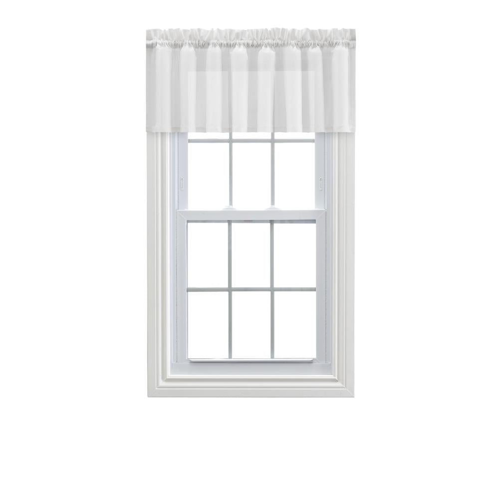 Ellis Curtain Cotton Voile 1.5" Rod Pocket Tailored Valance for Windows 86" x 15" White