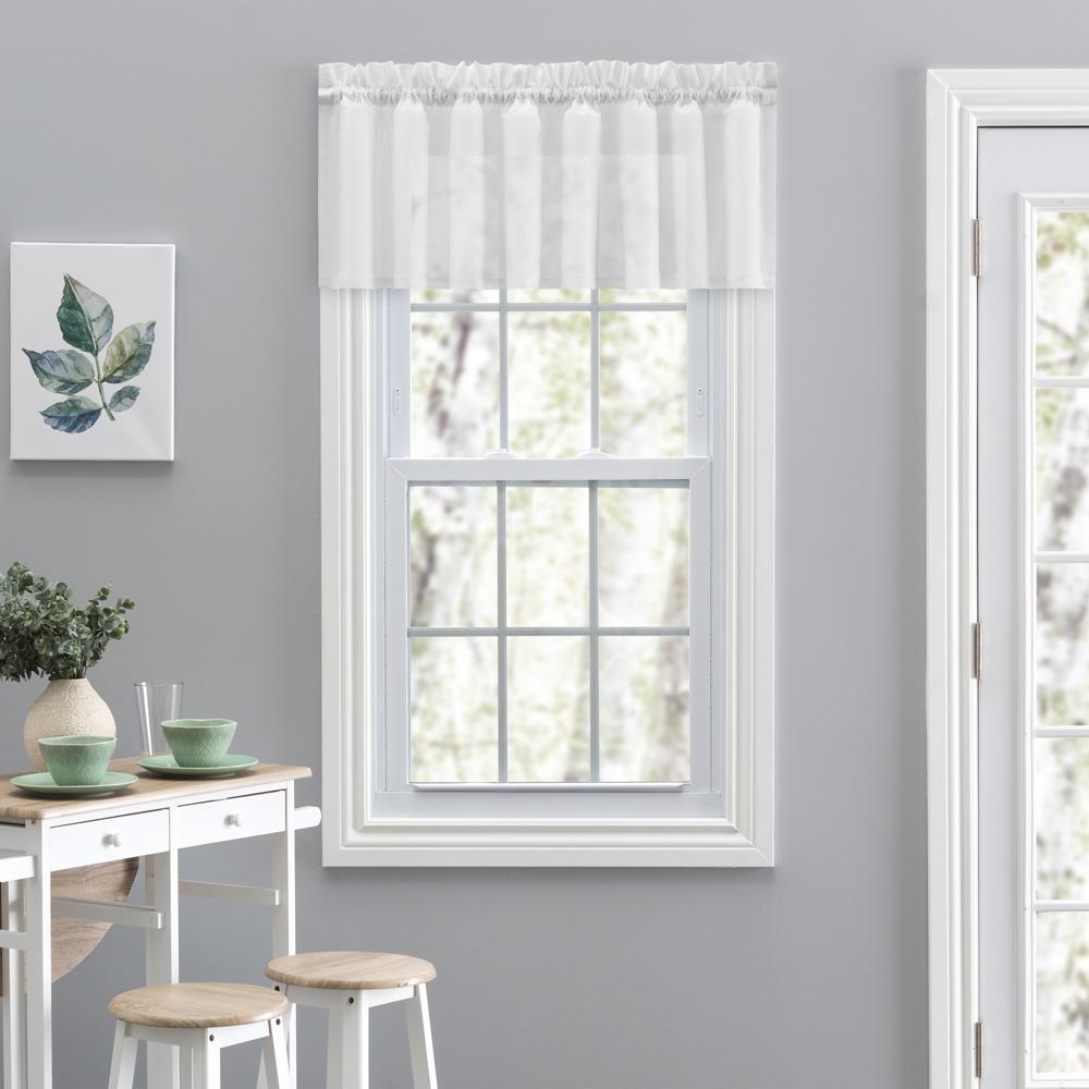 Ellis Curtain Cotton Voile 1.5" Rod Pocket Tailored Valance for Windows 86" x 15" White
