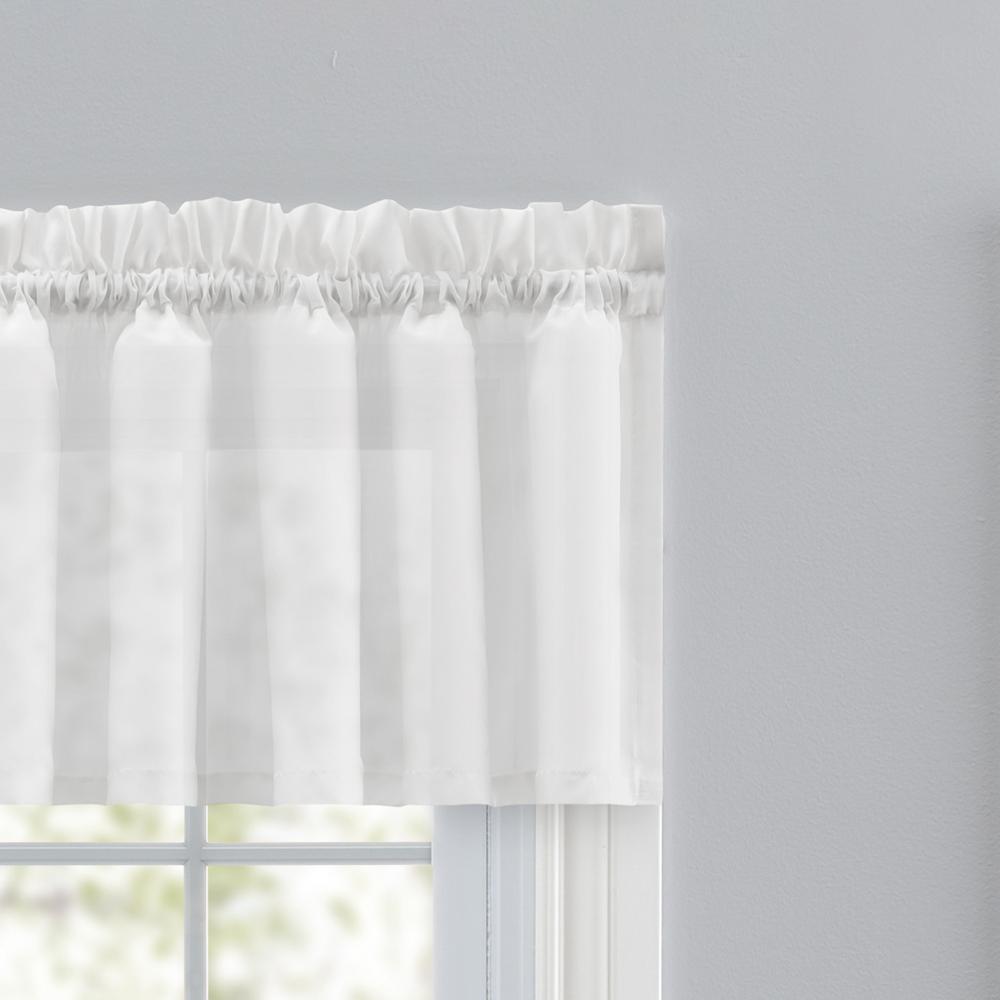 Ellis Curtain Cotton Voile 1.5" Rod Pocket Tailored Valance for Windows 86" x 15" White