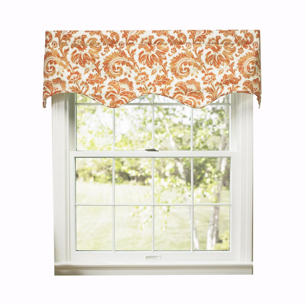 Ellis Curtain Boxtree Scallop 3" Rod Pocket Valance for Windows 50" x 16" Orange