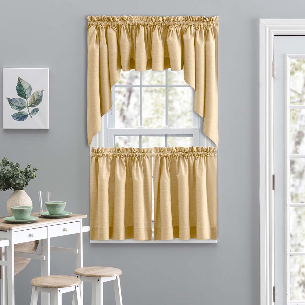 Ellis Curtain Lisa Solid Color Poly Cotton Duck Fabric Tailored Valance 58" x 15" Butter