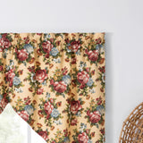 Ellis Bella Rose Stylish Medium Scale Printed Floral Pattern 1.5" Rod Pocket Tailored Swag for Windows 56"x36" Butter