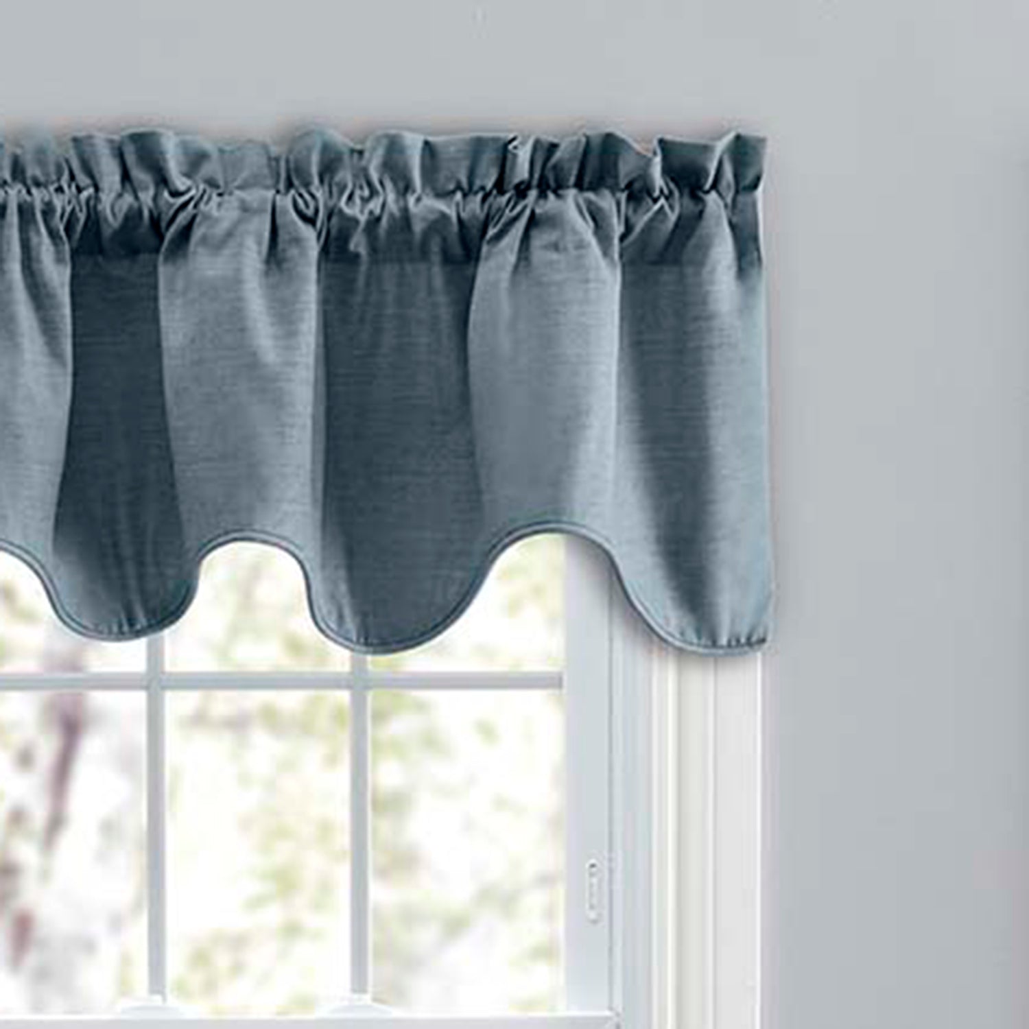 Ellis Curtain Lisa Solid Lined Scallop Valance 58" x 15" Dusty Blue