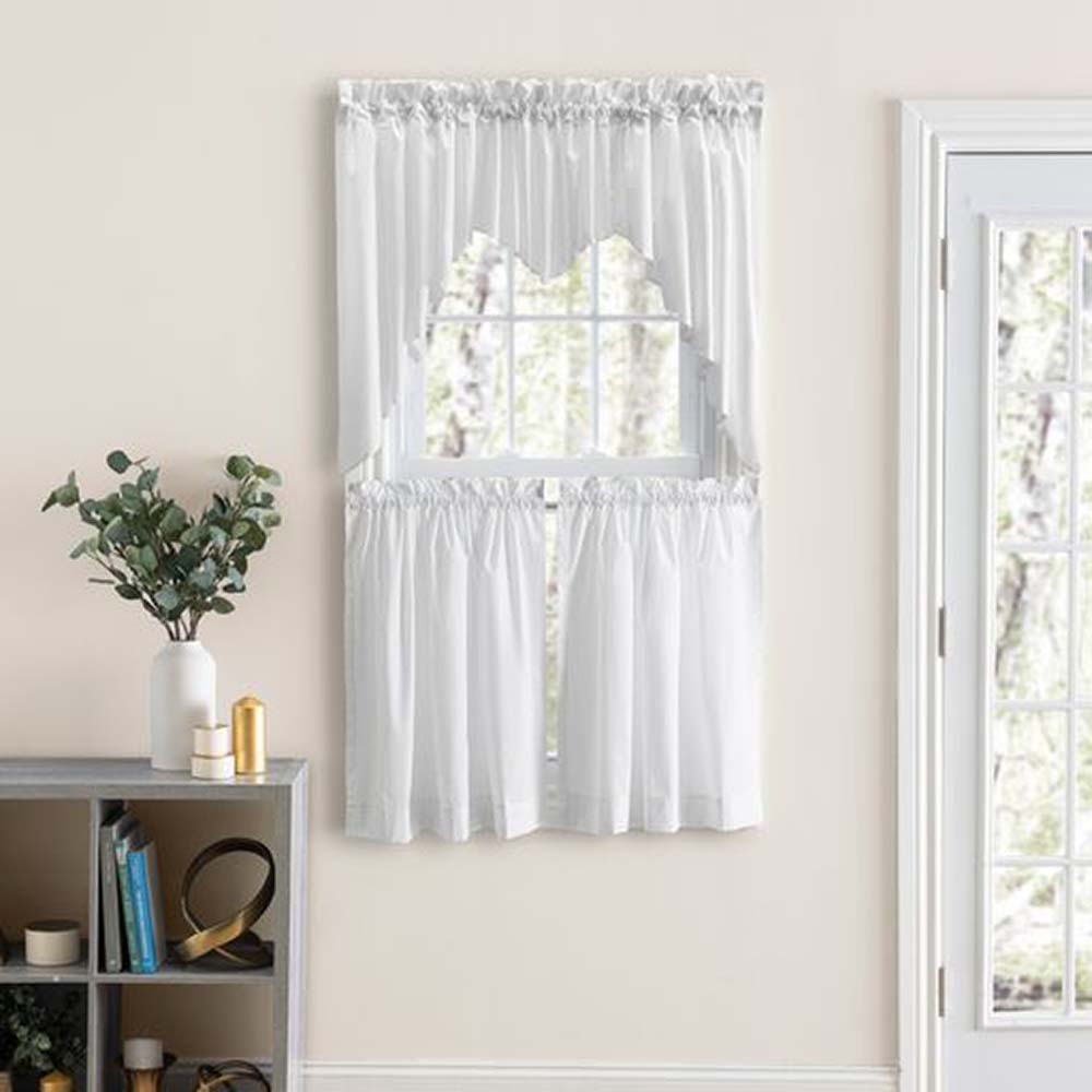 Ellis Classic Tailored Design in a Perma Press Fabric 3" Rod Pocket Premium Lined Swag White