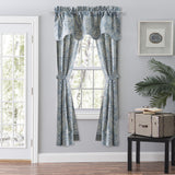 Ellis Curtain Lexington Leaf Pattern on Colored Ground Scallop Valance 58"x15" Blue