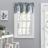 Ellis Curtain Lexington Leaf Pattern on Colored Ground Scallop Valance 58"x15" Blue