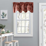 Ellis Curtain Lexington Leaf Pattern on Colored Ground Scallop Valance 58"x15" Brick