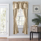 Ellis Curtain Lexington Leaf Pattern on Colored Ground Scallop Valance 58"x15" Tan