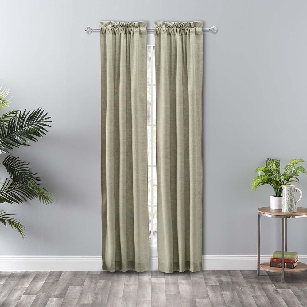 Ellis Curtain Lisa Solid Poly Cotton Duck Fabric Tailored Panel Pair with Ties Mist