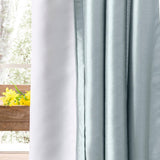 Ellis Curtain Luna Faux-Silk Rod Pocket/Back Tab Tailored Pairs - Blue