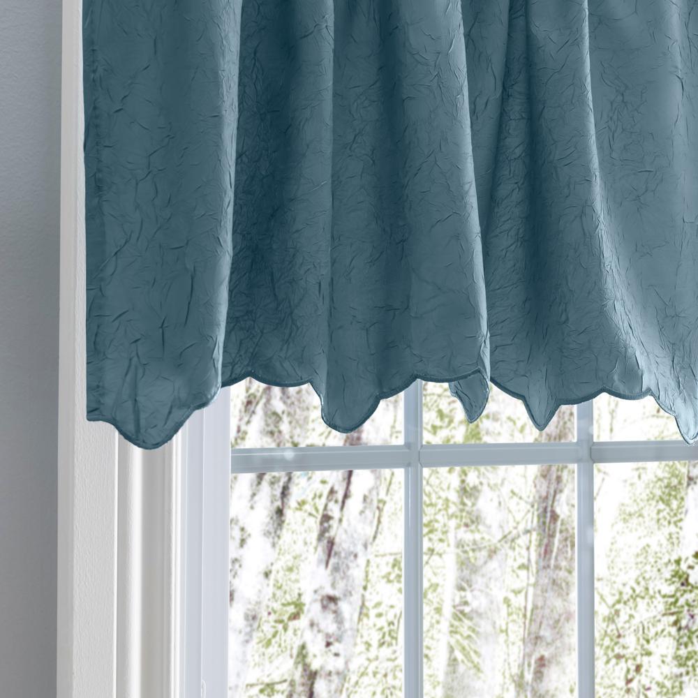 Ellis Curtain Portland Crushed Taffeta Rod Pocket Valance - 48x15", Blue
