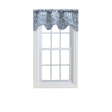 Ellis Athens Printed Tile Design on a Ground 3" Rod Pocket Premium Scallop Valance Lined 50"x16" Navy