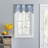 Ellis Athens Printed Tile Design on a Ground 3" Rod Pocket Premium Scallop Valance Lined 50"x16" Navy