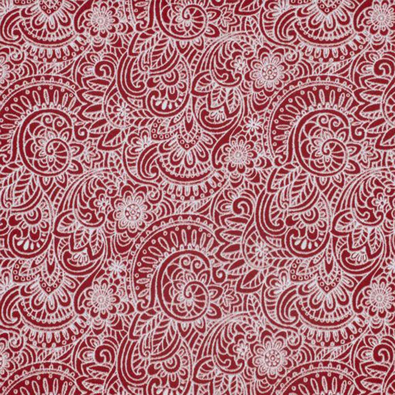 Ellis Segovia Printed Paisley Pattern on Ground 3" Rod Pocket High Quality Scallop Valance Lined 50"x16" Red