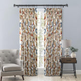 Ellis Cambridge Lined Jacquard Pinch Pleat Jacobean Floral Print Multicolor Drapery 2-Piece Curtain Panels