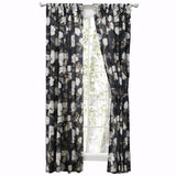 Ellis Curtain Magnolia Lined 3" Rod Pocket Curtain Panel Pair with Tiebacks Black