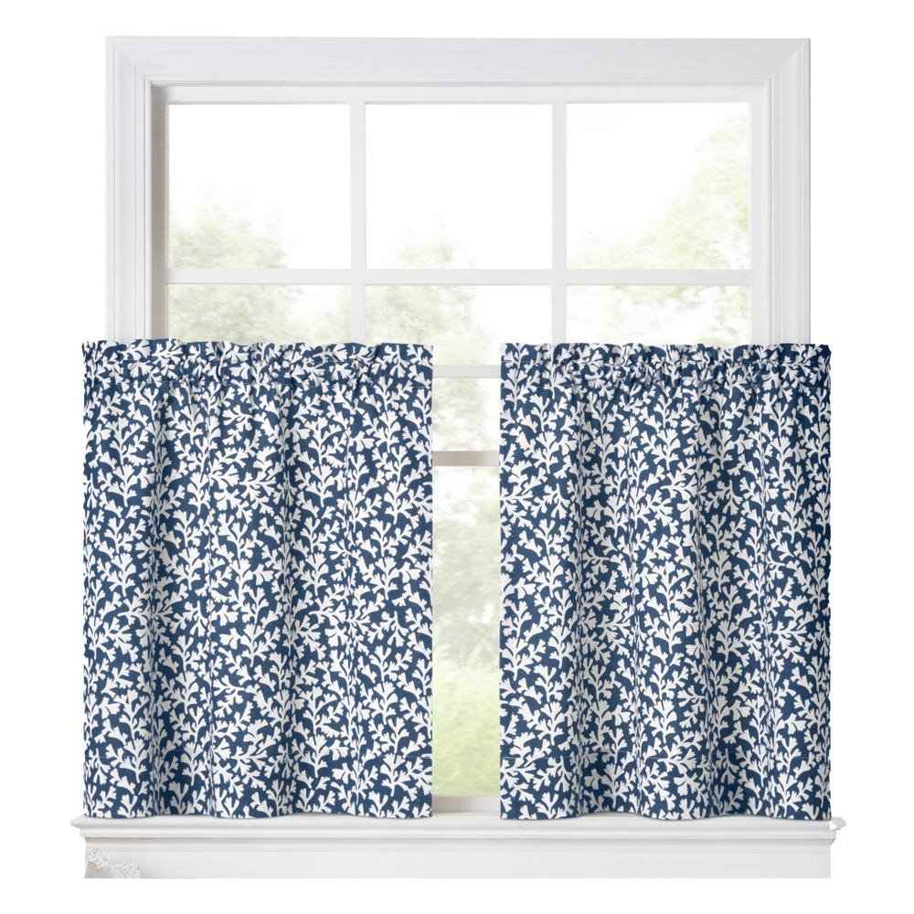 Ellis Curtain Sea Tumble 3" Rod Pocket 100% Cotton Machine Wash and Dry Tailored Valance 50" x 16" Navy