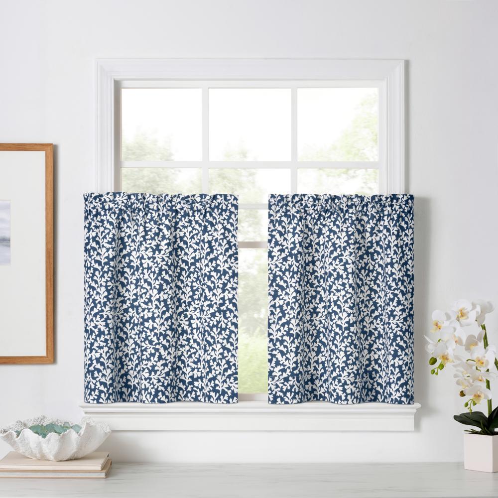 Ellis Curtain Sea Tumble 3" Rod Pocket 100% Cotton Machine Wash and Dry Tailored Valance 50" x 16" Navy