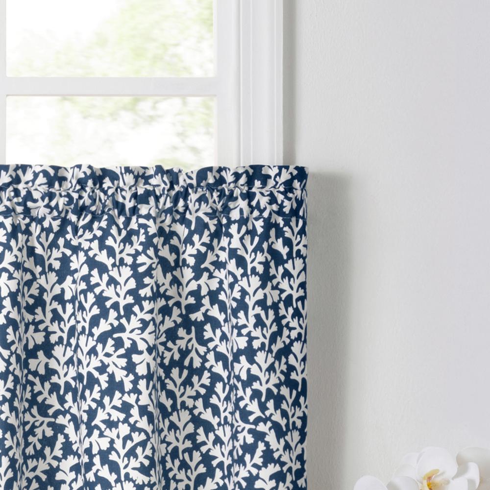 Ellis Curtain Sea Tumble 3" Rod Pocket 100% Cotton Machine Wash and Dry Tailored Valance 50" x 16" Navy