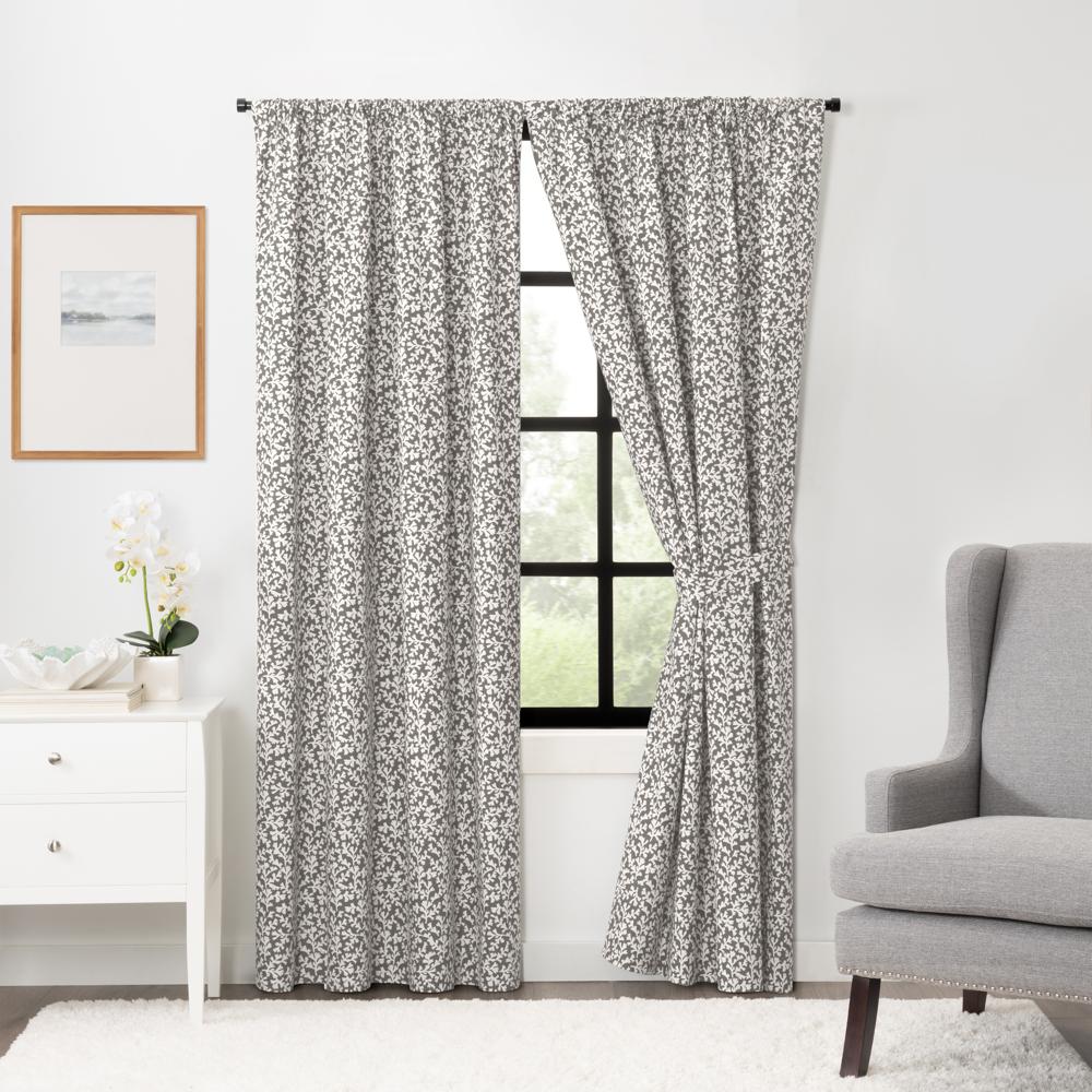 Ellis Curtain Sea Tumble Window Treatment 3" Rod Pocket 100% Cotton Curtain Panel Pairs Grey