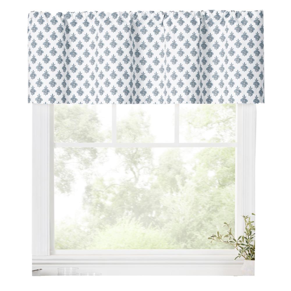 Ellis Curtain Manchester 3" Rod Pocket 100% Cotton Machine Wash and Dry Scallop Valance Lined 50" x 16" Blue