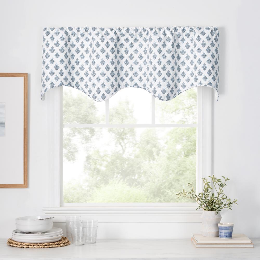 Ellis Curtain Manchester 3" Rod Pocket 100% Cotton Machine Wash and Dry Tailored Valance 50" x 16" Blue