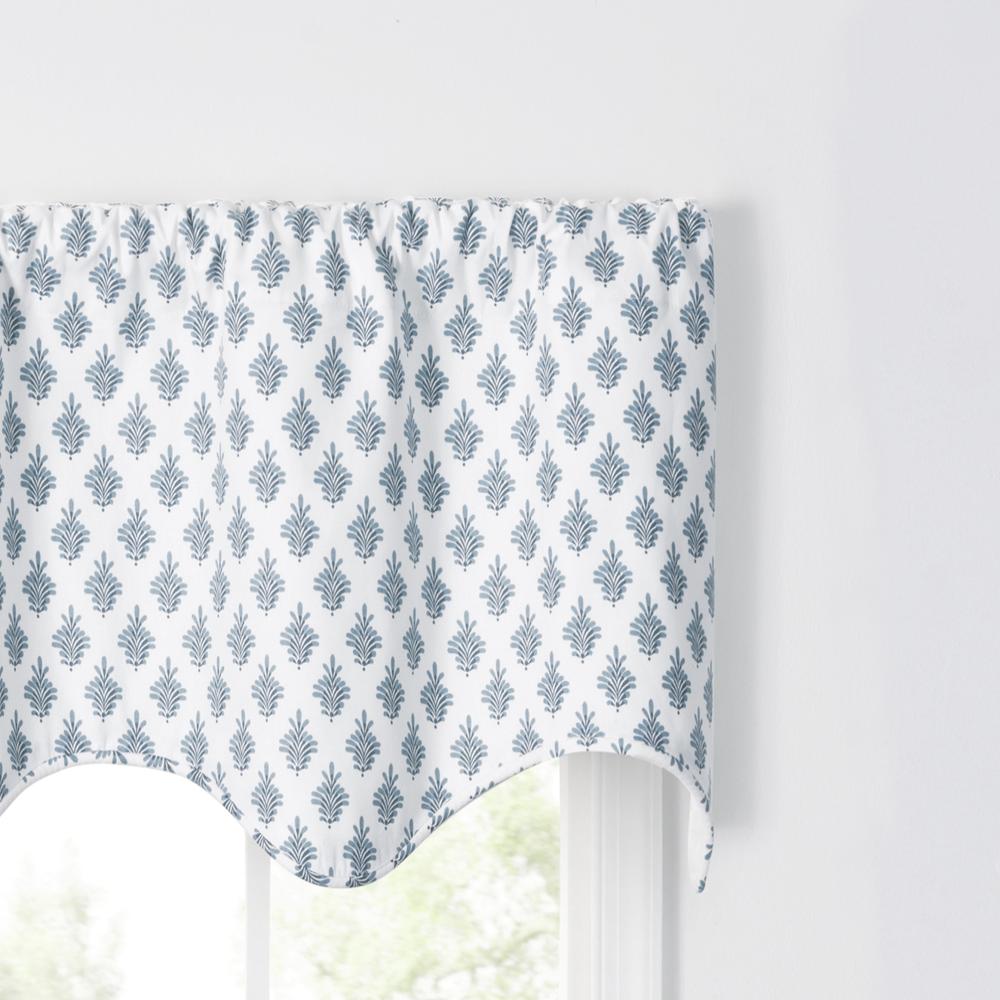 Ellis Curtain Manchester 3" Rod Pocket 100% Cotton Machine Wash and Dry Tailored Valance 50" x 16" Blue